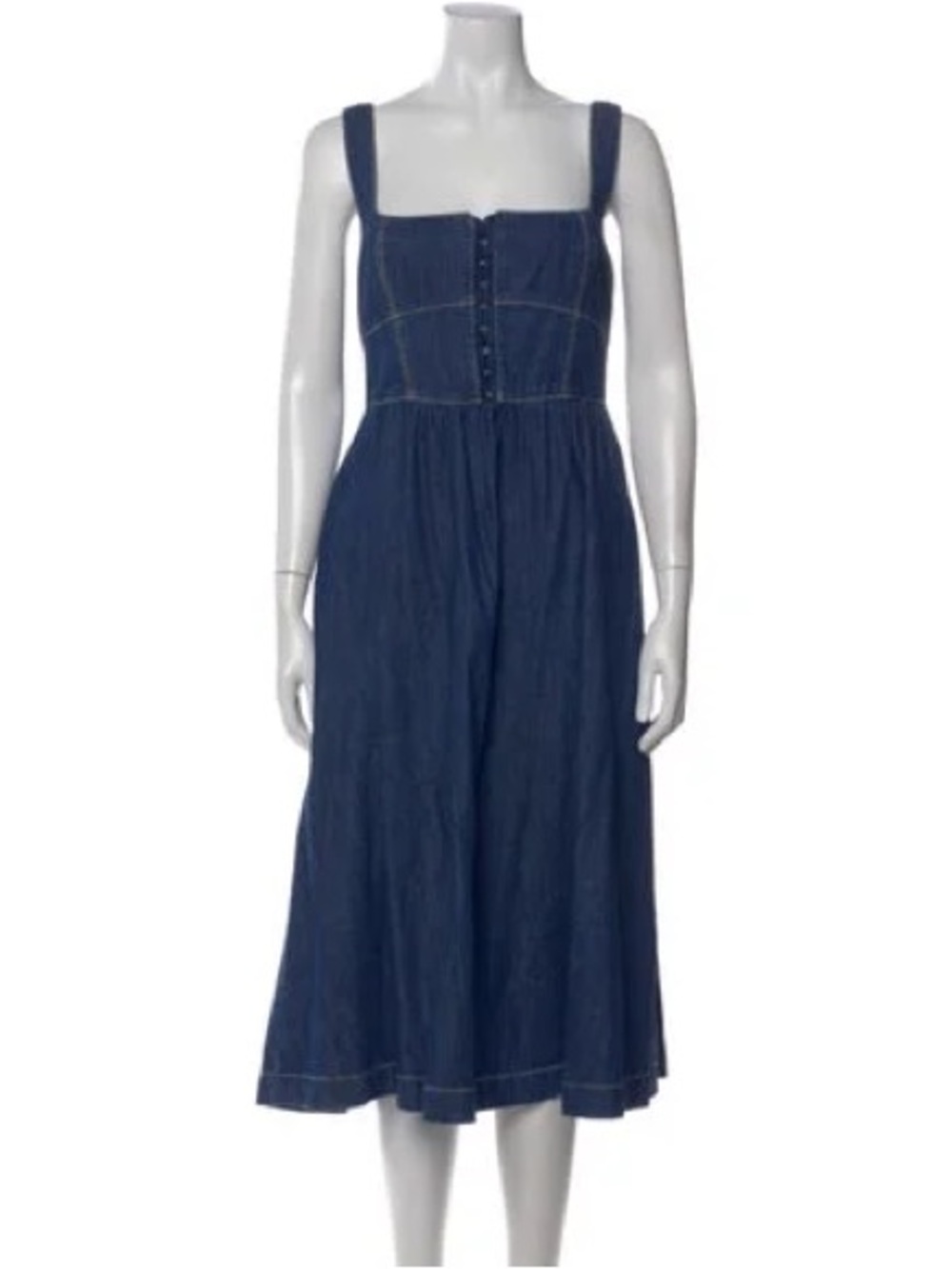 Reformation denim tagliatelle dress 4 Indigo Denim Button-Front Midi Dress